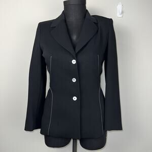 SURABAYA Women Business Jacket Navy w Ivory Trimming And Buttons Sz: 1